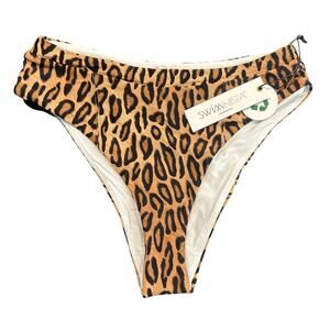 NWT Swiminista Leopard Print Bikini Bottoms – Size Small, High Waist